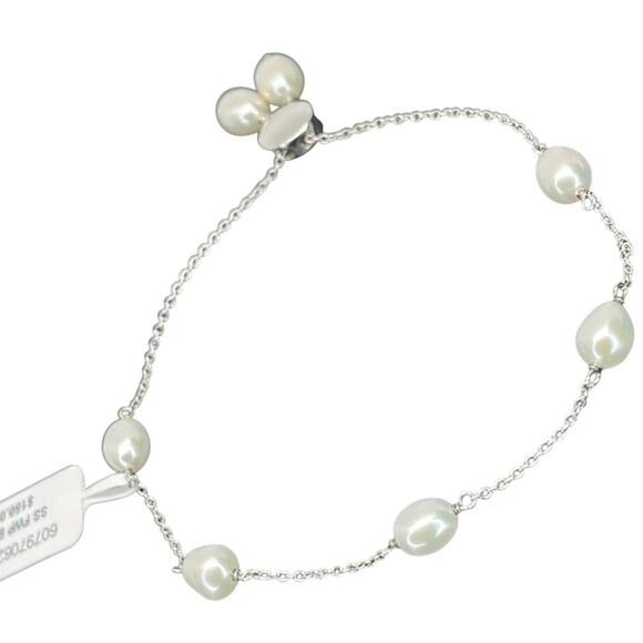 Sterling Silver Pearl(6mm) Bolo Bracelet Luxury Trendy Stunning Fashion Chic NEW - Picture 6 of 13